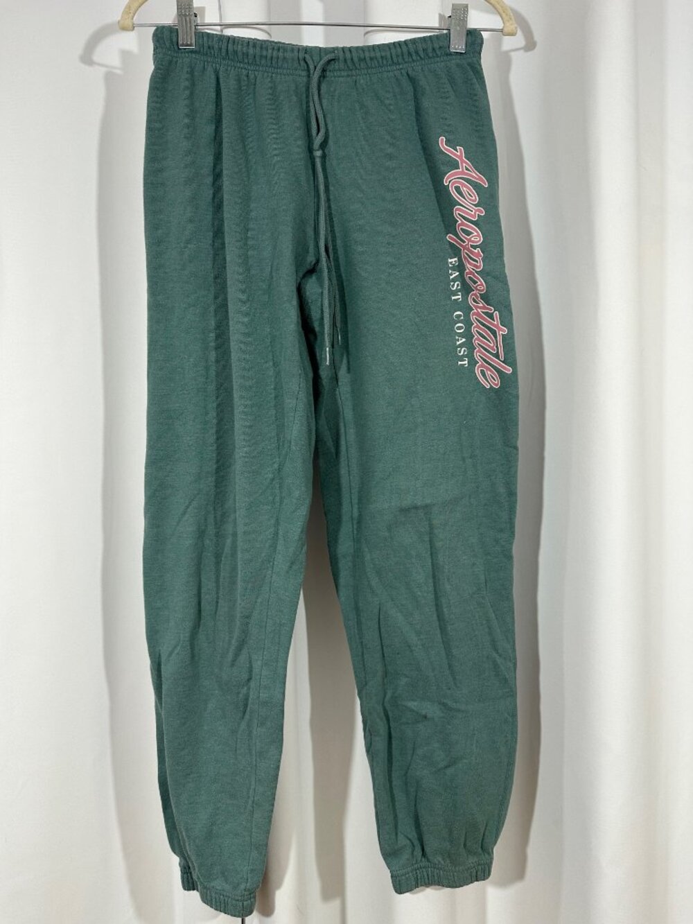 Aeropostale East Coast Jogger Sweatpants Medium Green Pink Graphic